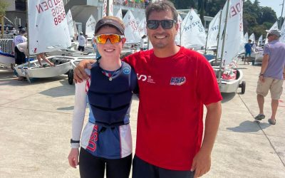 Charlie Crosbie y Julián Viciano en Portorož en el Mundial de Optimist